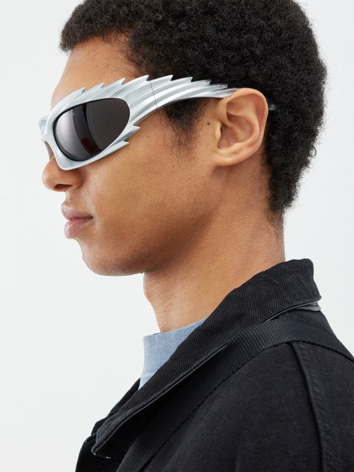 Balenciaga Spike D-frame Acetate Sunglasses In Silver | ModeSens