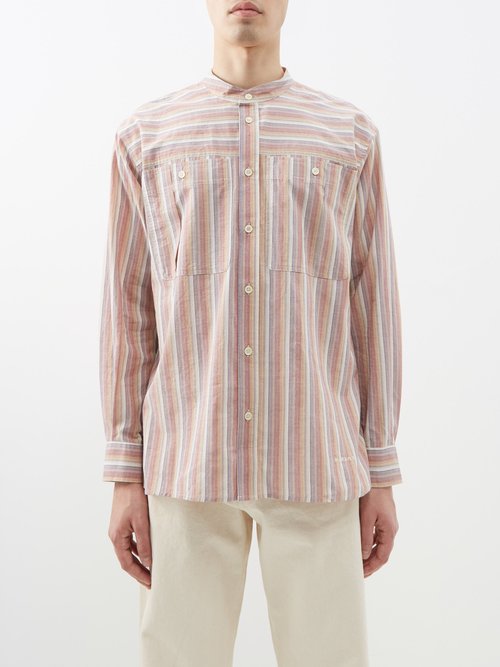 Isabel Marant - Stand-collar Striped Cotton Shirt - Mens - Multi