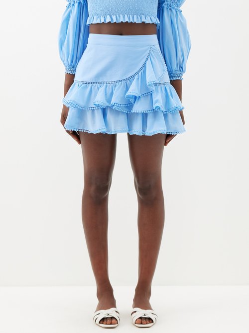 Charo Ruiz Fera Ruffled Cotton-blend Mini Skirt
