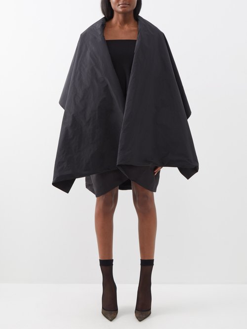 Dolce & Gabbana - Oversized Shawl-collar Faille-moiré Coat - Womens - Black