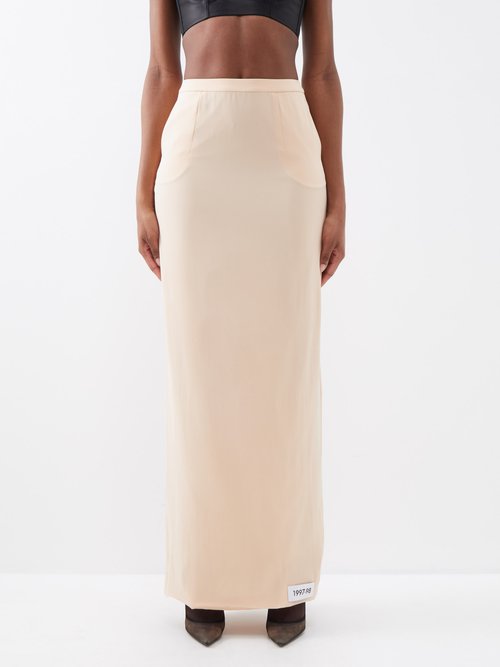 Dolce & Gabbana - Concealed-pocket Sheer-crepe Maxi Skirt - Womens - Beige