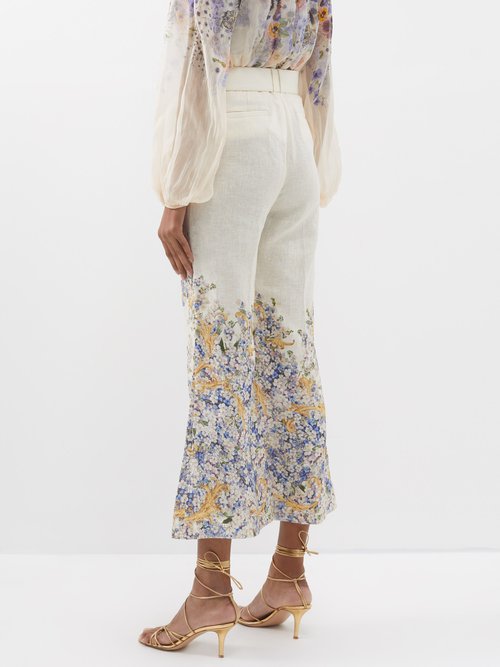ZIMMERMANN - Embroidered Linen Trousers