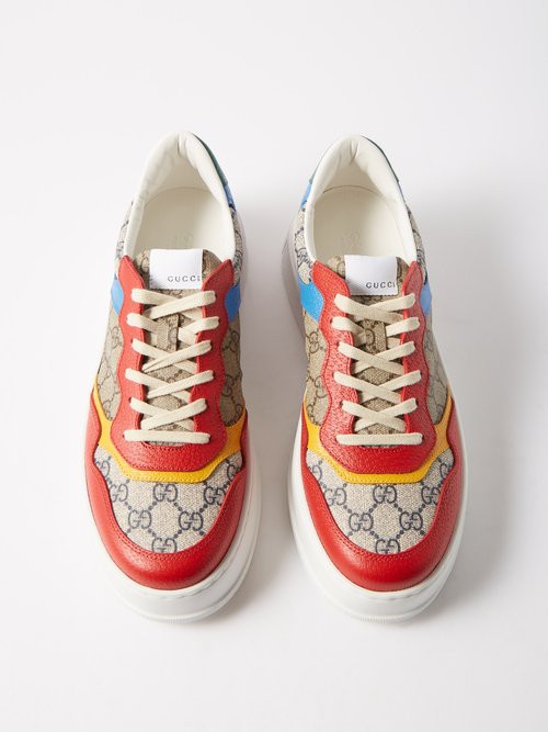 Gucci Chunky B Leather-trim Gg Supreme Trainers In Red | ModeSens