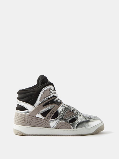 Gucci - Gucci Basket Gg High-top Trainers - Mens - Grey White