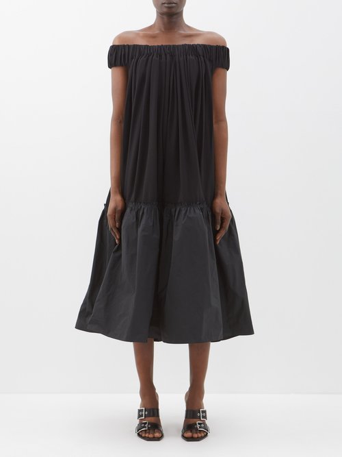 Az Factory - X Lutz Huelle Mathilde Pleated Crepe Dress - Womens - Black