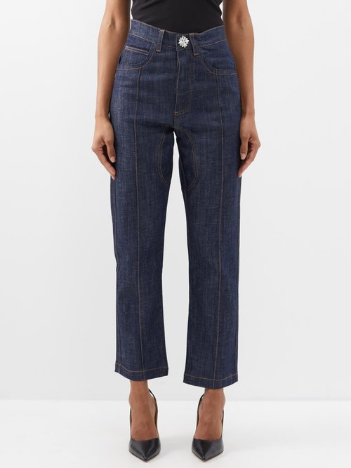 Az Factory - X Lutz Huelle Organic Cotton-blend Cropped Jeans - Womens - Denim