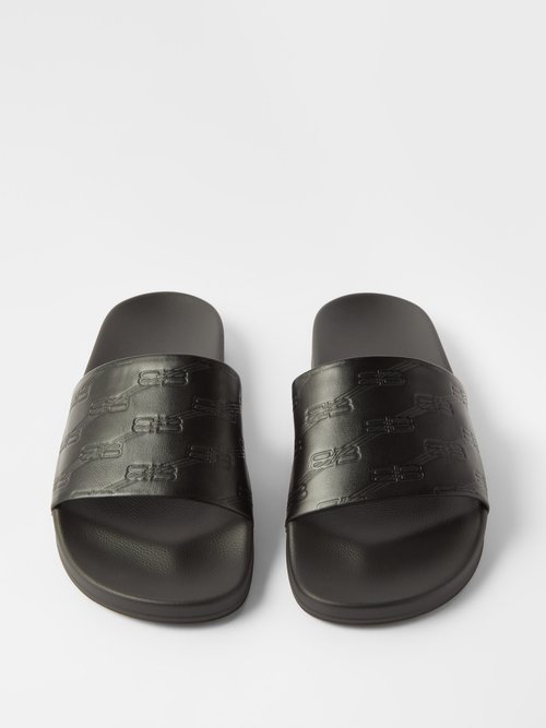 Balenciaga BB-monogram Leather Pool Slides - Farfetch