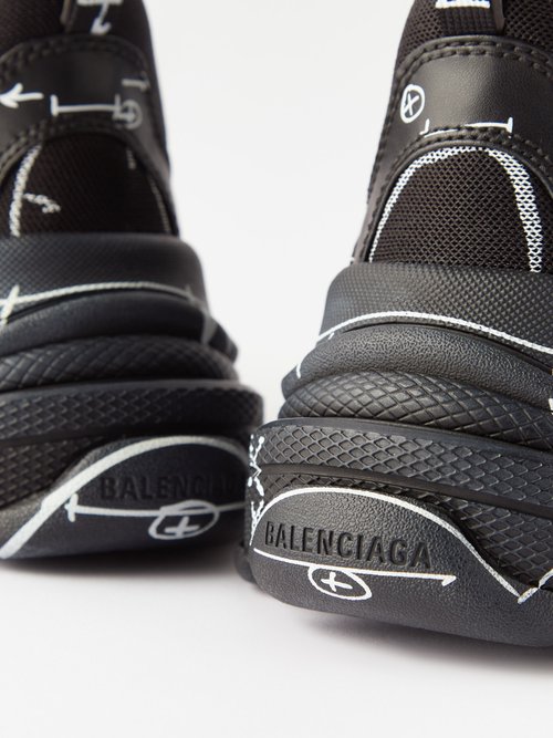 BALENCIAGA: Triple S sneakers in synthetic leather and mesh - Black