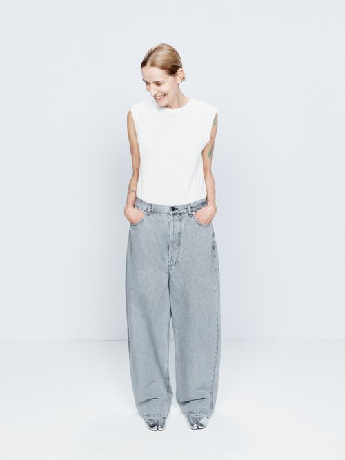 Raey - Drop Organic-cotton Low-rise Baggy Jeans - Womens - Light Grey