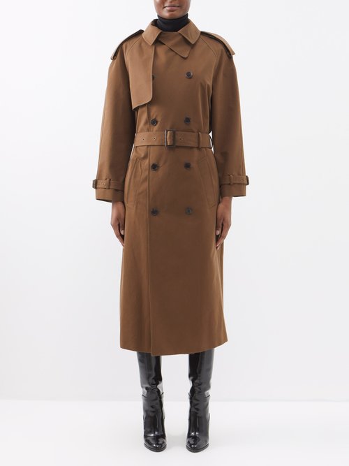 Saint Laurent - Belted Cotton-twill Trench Coat - Womens - Tan