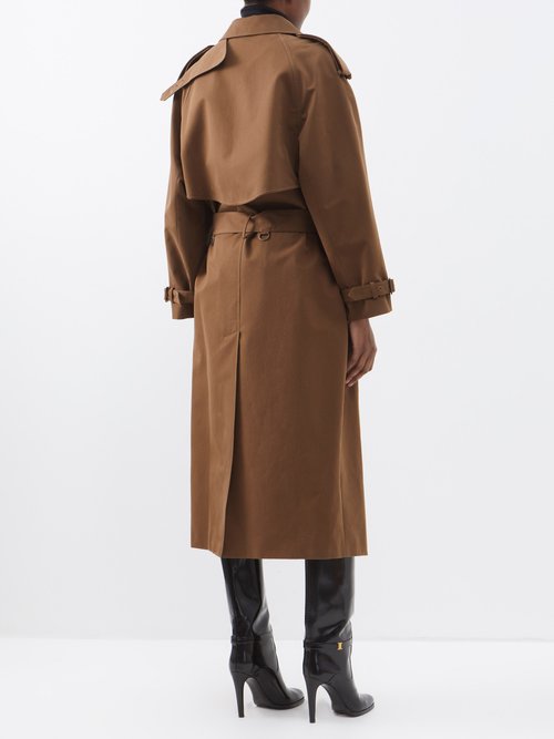 SAINT LAURENT Belted double-breasted cotton-twill trench coat