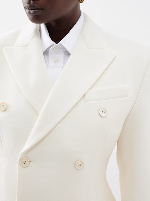 Contour double-breasted wool blazer in white - Wardrobe NYC