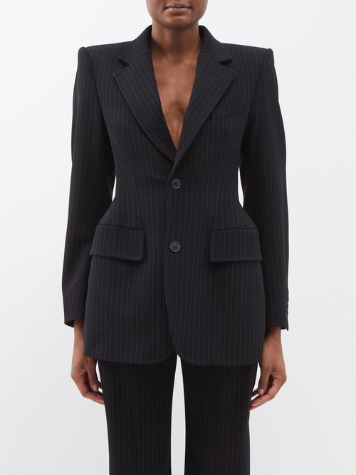 Balenciaga – Garde-robe Pinstripe Wool-blend Blazer – Womens – Black White