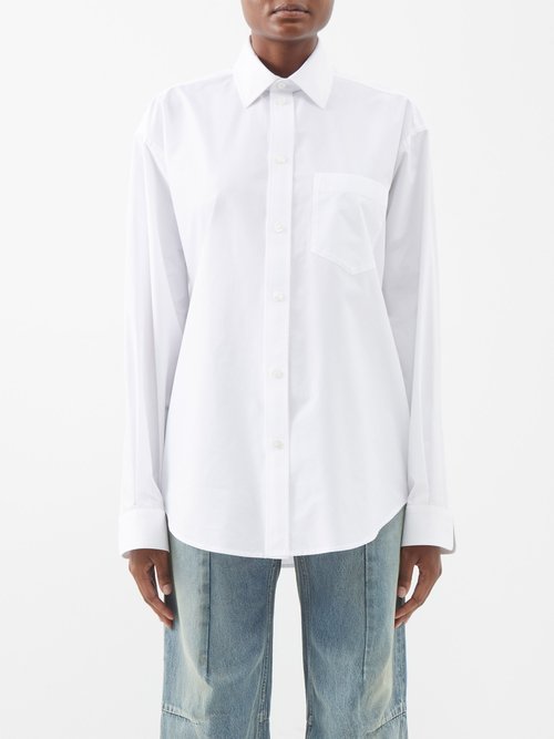 Balenciaga - Hourglass Cotton-poplin Shirt - Womens - White