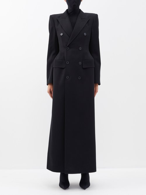 Balenciaga - Hourglass Wool-gabardine Coat - Womens - Black