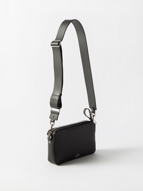 Black VLTN-print leather cross-body bag