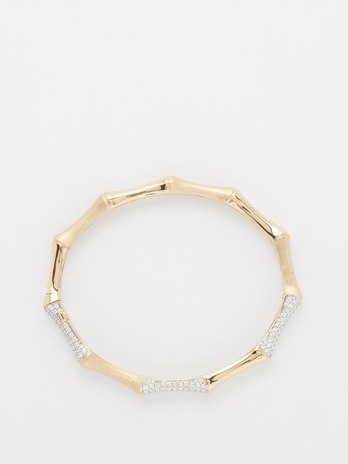Rainbow K - Bamboo Diamond & 14kt Gold Bracelet - Womens - Gold Multi