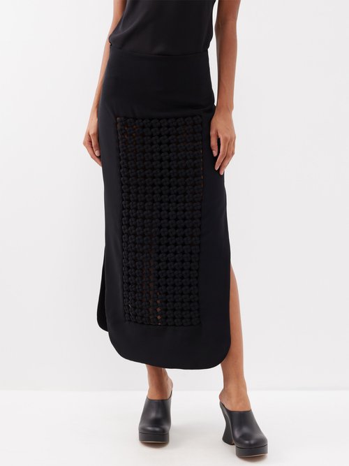 a.w.a.k.e. mode - woven-panel crepe skirt womens black