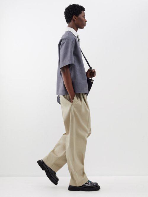 Bottega Veneta - Pleated Twill Wide-leg Trousers - Mens - Beige