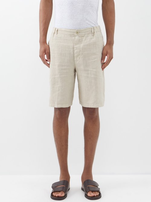 120 lino 120% - linen-canvas shorts mens beige