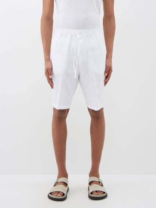 120 lino 120% - drawstring-waist linen shorts mens white