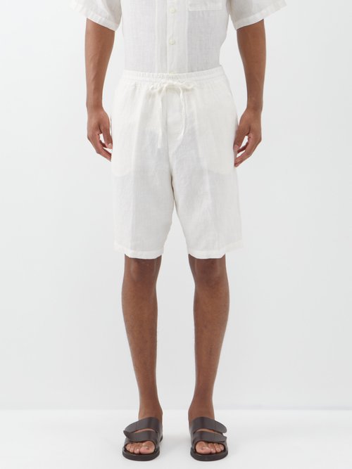 120 lino 120% - drawstring-waist linen shorts mens natural