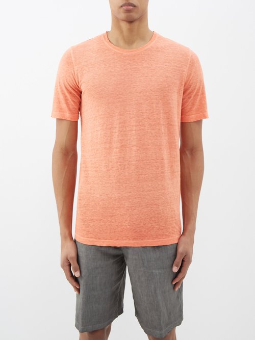 120 lino 120% - linen t-shirt mens orange