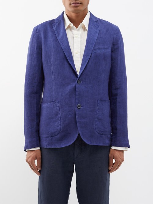 120 lino 120% - patch-pocket linen suit jacket mens navy