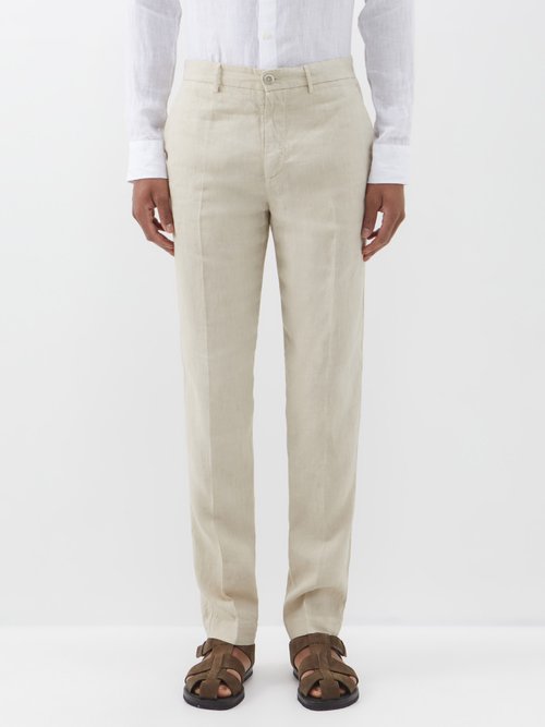 120 lino 120% - linen slim-leg suit trousers mens beige