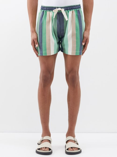 Marrakshi Life Drawstring Striped-cotton Shorts