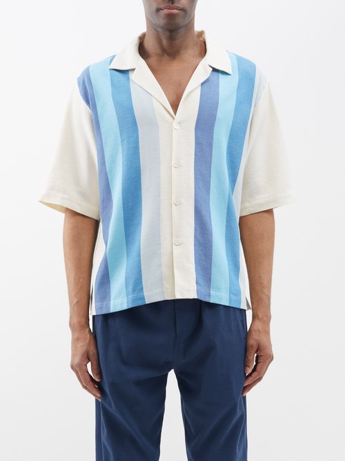 Marrakshi Life Striped Cotton Short-sleeved Shirt