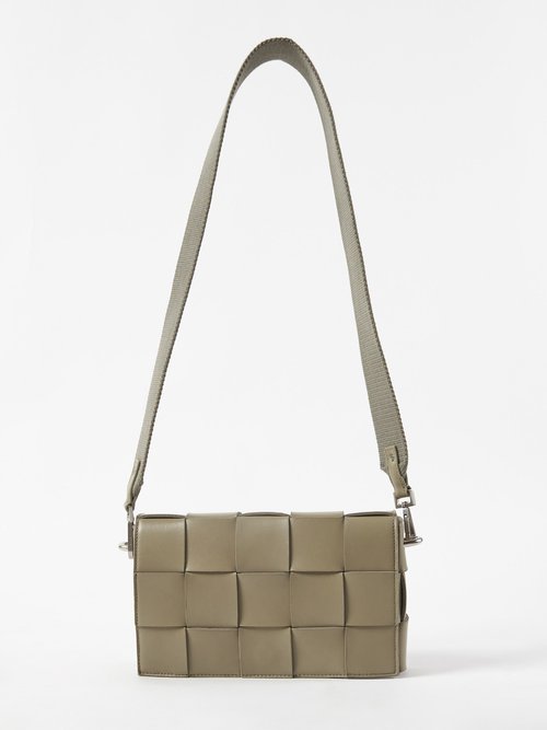 Bottega Veneta Olive Green Intrecciato Leather Cassette Crossbody