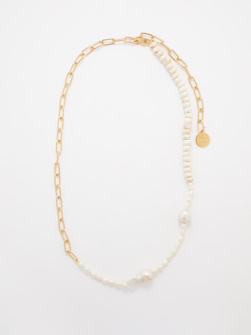 By Alona Caspian Pearl & 18kt Gold-plated Necklace In Gold White