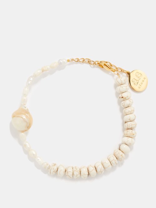 By Alona - Caspian Pearl & 18kt Gold-plated Anklet - Womens - Gold White