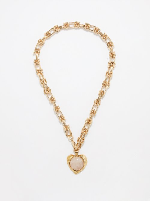 By Alona Eva Rose Quartz &18kt Gold-plated Necklace
