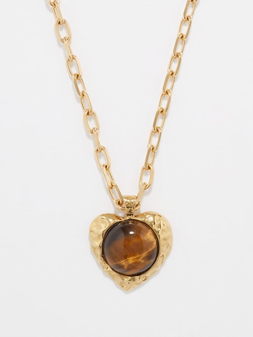 By Alona Freya Tiger's Eye & 18kt Gold-plated Necklace In Brown Multi