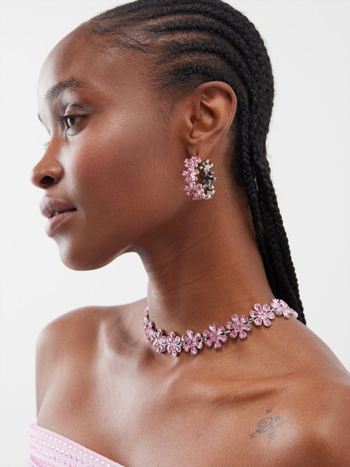 Amina Muaddi small Cameron crystal-embellished earrings - Purple