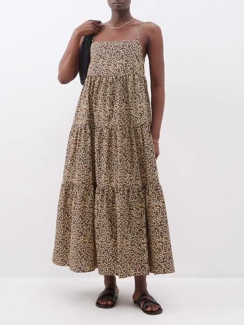 Matteau Tiered Floral-print Organic-cotton Dress