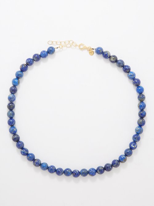 Hermina Athens Lapis Lazuli & Gold-plated Necklace In Blue