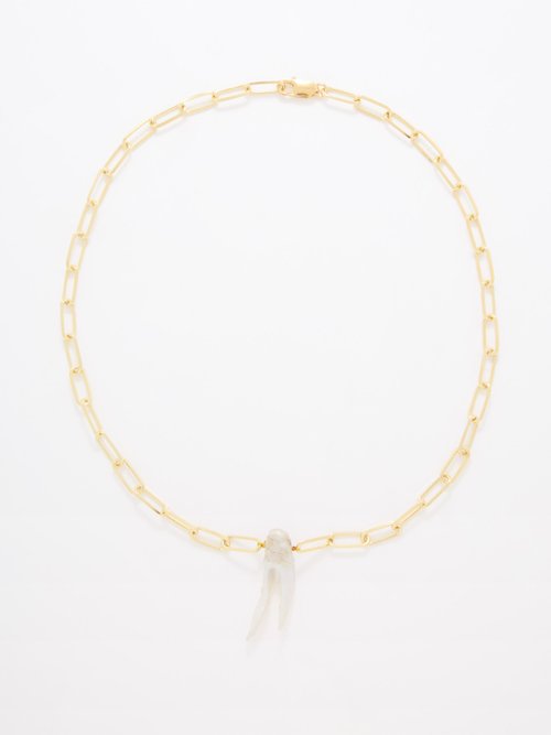Hermina Athens Palmyra Yasemi Pearl Chain Necklace In Yellow Gold
