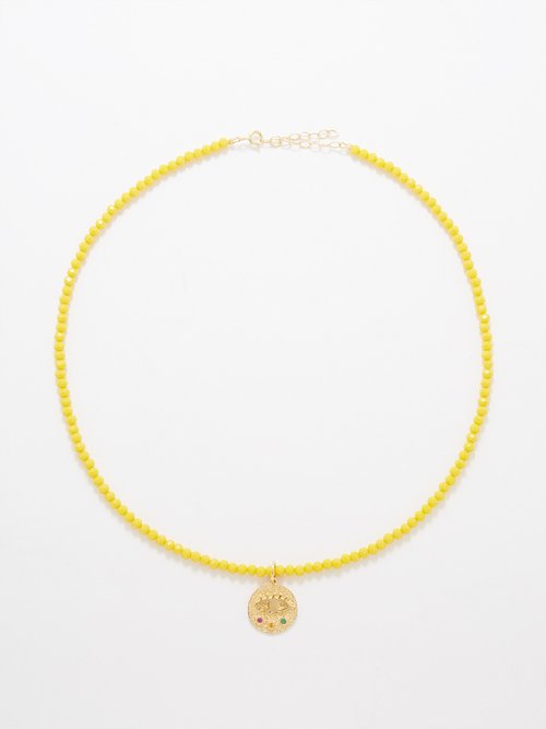 Hermina Athens Mini Kressida Zirconia & Gold-plated Necklace In Yellow Multi