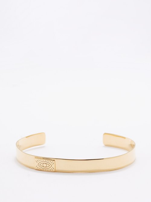 Hermina Athens Kallista Evil Eye Gold-plated Cuff In Yellow Gold