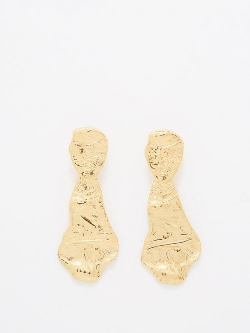 Hermina Athens Dusk & Dawn Gold-plated Earrings In Yellow Gold