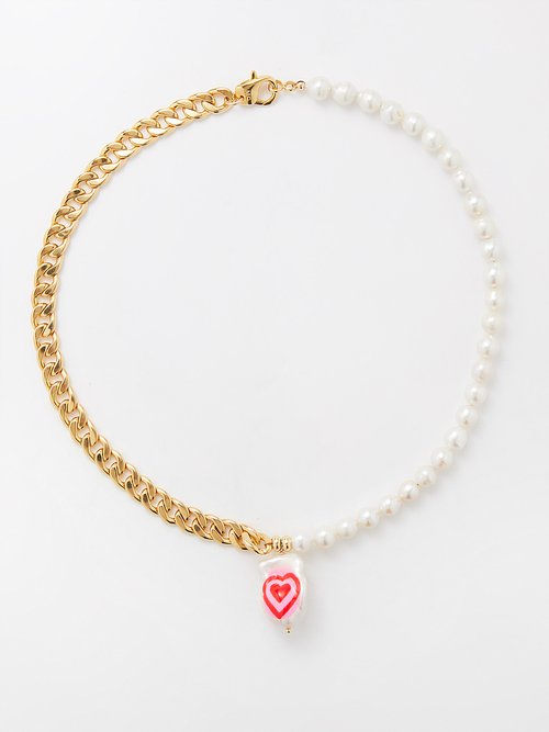 Joolz by Martha Calvo Heart Pearl & 14kt Gold-plated Necklace