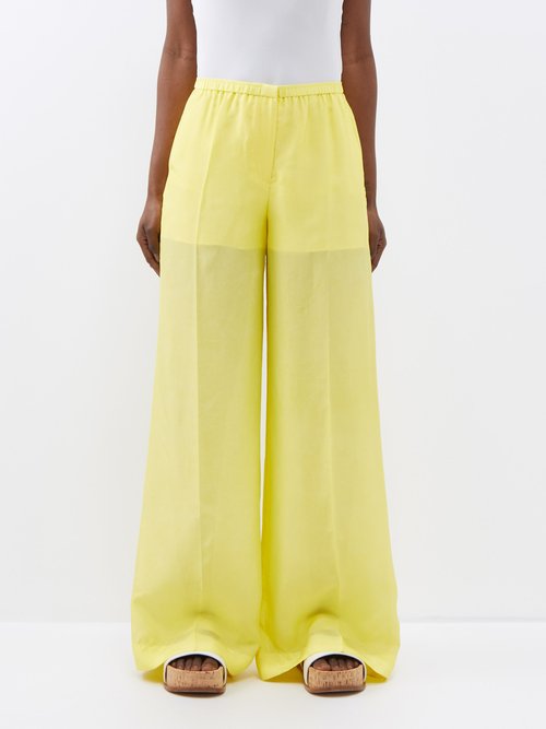 joseph - thoresby silk-habotai wide-leg trousers womens yellow