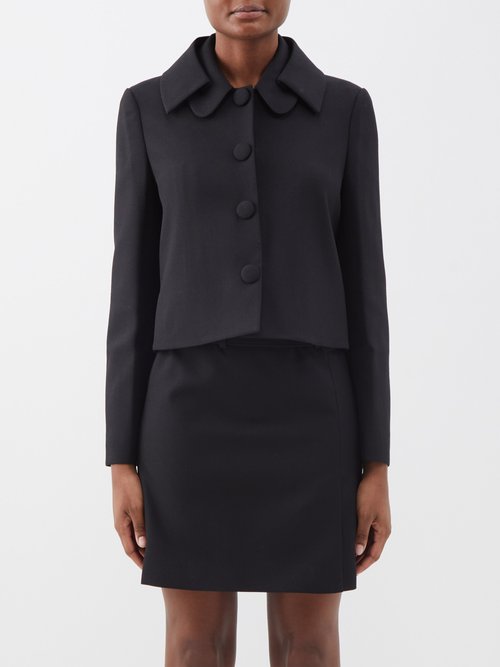 Shushu/tong - Layered-collar Wool-blend Cropped Jacket - Womens - Black