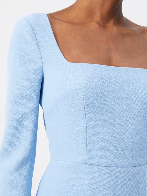 Emilia Wickstead Glenda Square-neck Crepe Midi Dress In Blue | ModeSens