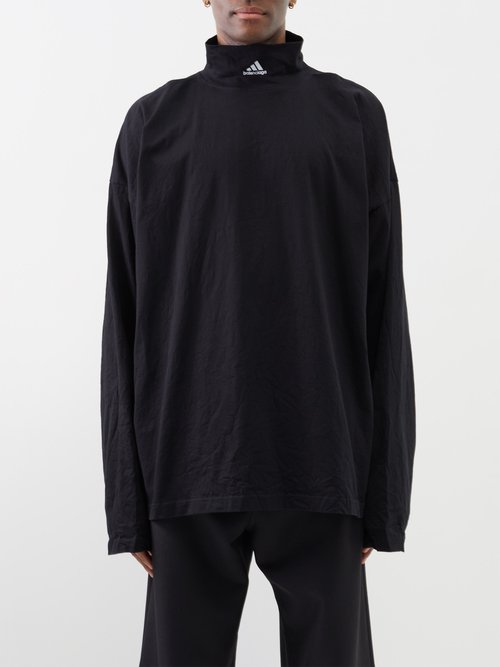Balenciaga - X Adidas Jersey Long-sleeved T-shirt - Mens - Black White