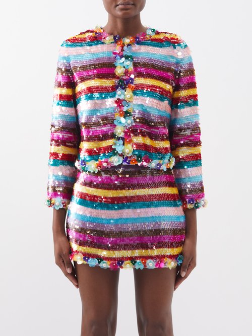 Ashish Striped Sequinned Cropped Jacket