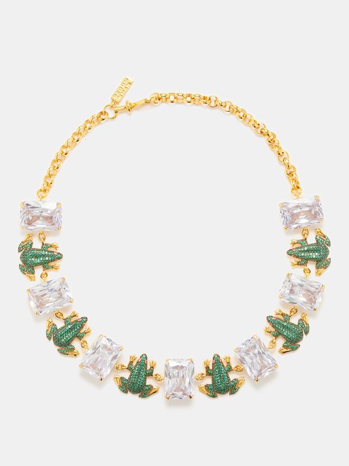 Begüm Khan - Frog 24kt Gold-plated Choker Necklace - Womens - Green Multi